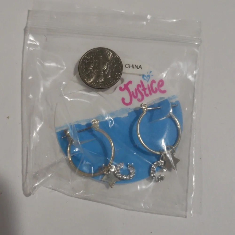 Justice Silver-tone Hoop Earrings Sparkling 